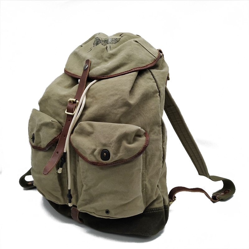 Canvas Backpack Casual - Retro Amerikan Yüksek Yoğunluklu Kanvas Açık